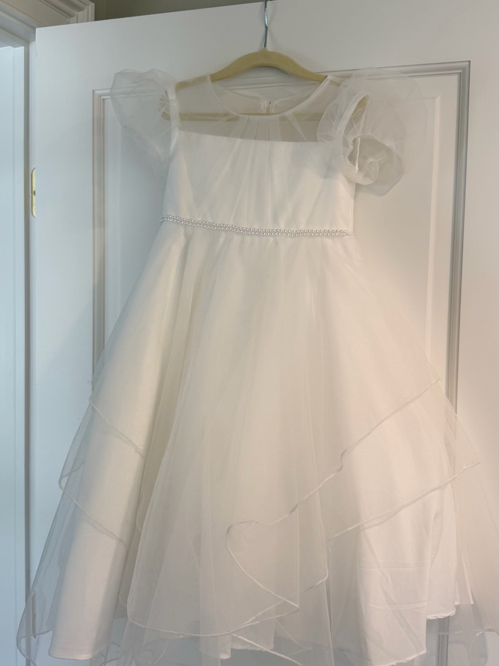 Azazie White Layered Tulle Flower Girl Dress